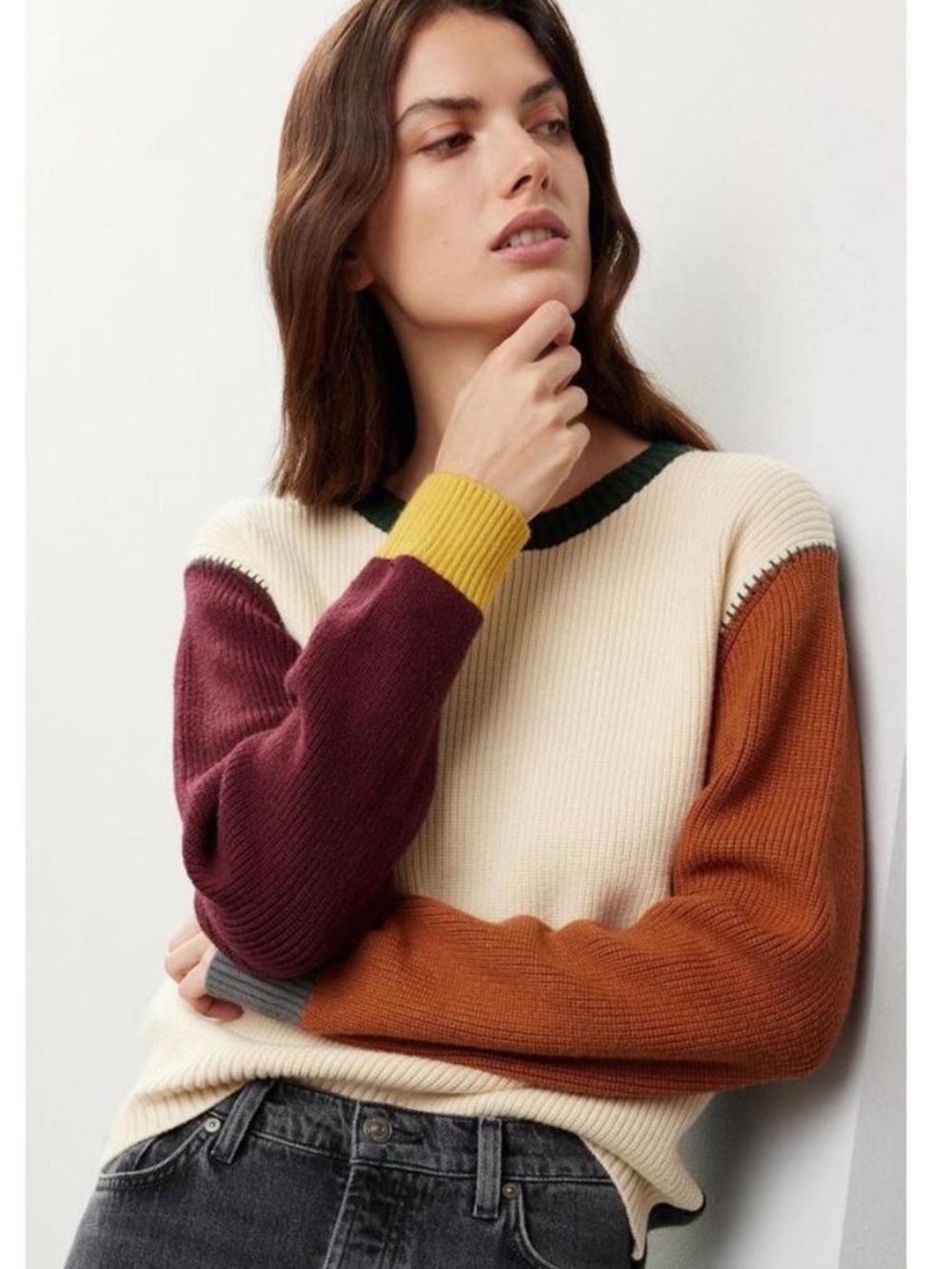Sloane Whipstitch Colorblock Sweater Large